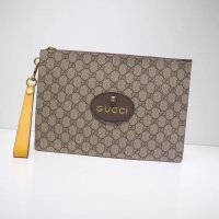 Gucci•男士經典手拿‎包杏‌膠​啡色 Size:30.5*21*1.5cm
