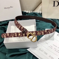 Dior· 原花CD字母扣皮帶2色; 寬:2cm