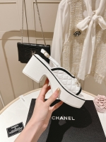 Chanel·小羊皮菱格松糕涼鞋35-39碼/跟高7.5cm /防水臺4cm