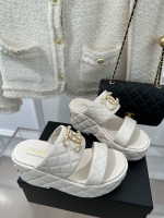 Chanel·小羊皮菱格鏈條松糕拖鞋35-39碼/跟高3cm/7.5cm