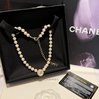 Chanel·簡約紐扣雙C珍珠項鏈