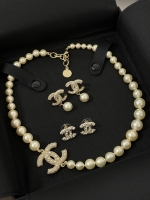 Chanel·經典珍珠項鏈經典珍珠logo耳釘